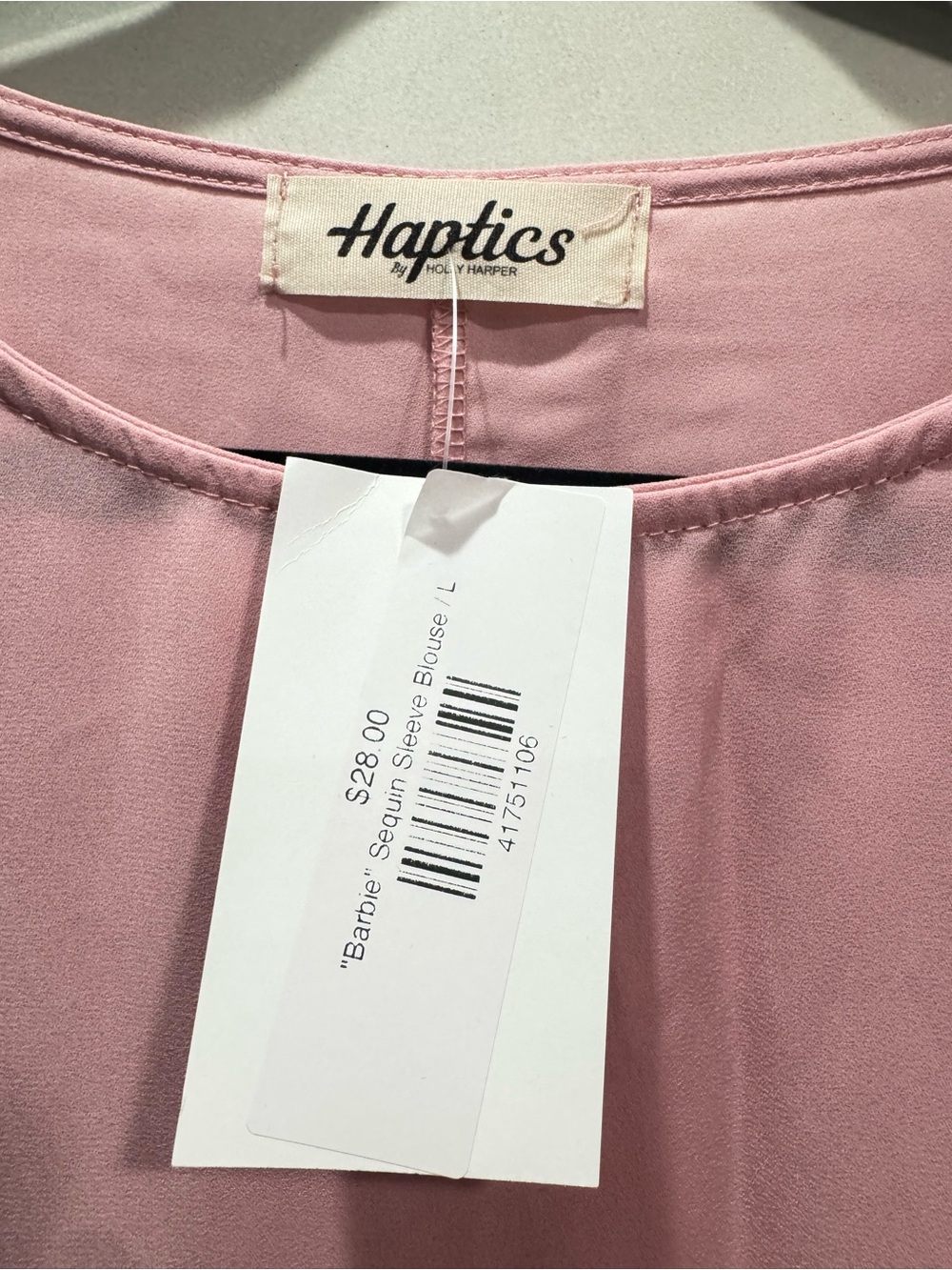 Haptics Pink Sequin Puff Sleeve Blouse - Picture 2 of 2